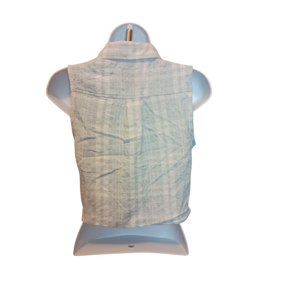 Ultra Flirt Women's Collared Plaid Sleeveless Front Tie Top Shirt Sz. XS - Picture 4 of 8